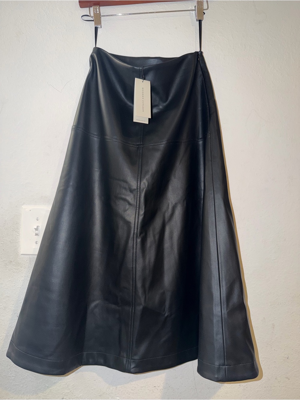 Modern Citizen Black Faux Leather A-Line Skirt